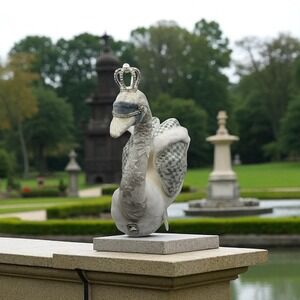 MacKenzie-Childs Crowned Swan Decorative Figurine Harlequin Wing Collector Piec